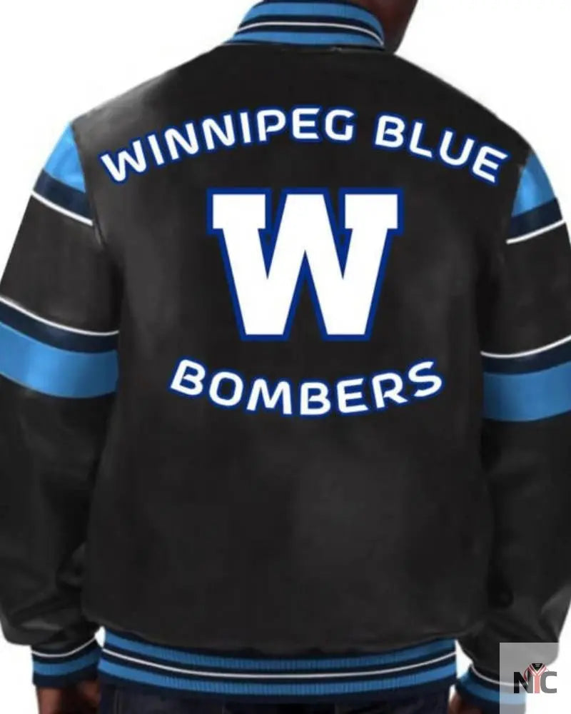 CFL Winnipeg Blue Bombers Multicolor Leather Jacket NYC Jackets