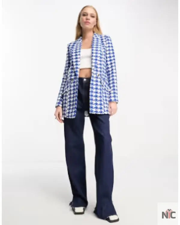 Call Me Bae S01 Ananya Panday Blue Houndstooth Blazer NYC Jackets