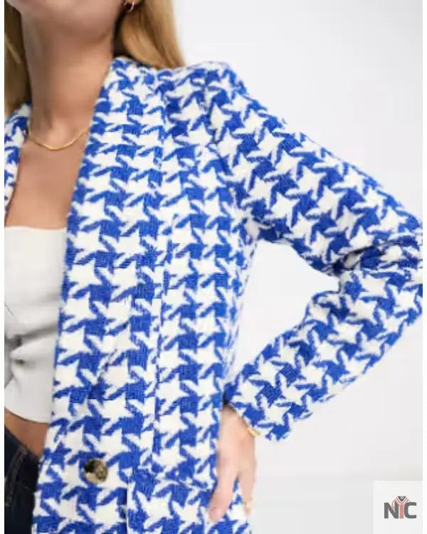 Call Me Bae S01 Ananya Panday Blue Houndstooth Blazer NYC Jackets