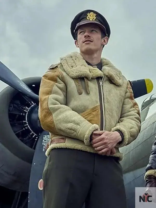 Callum Turner Masters of the Air B3 Bomber Leather Jacket NYC Jackets