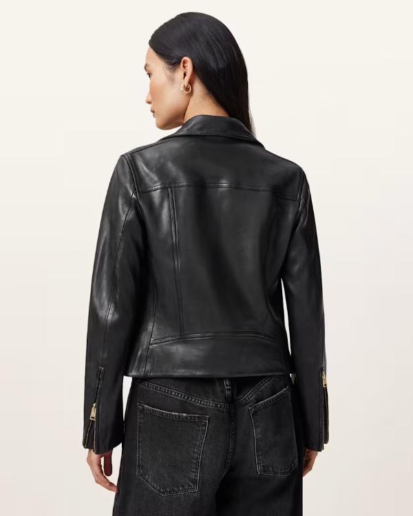 Leanne S01 Kristen Johnston Black Bikers Leather Jacket NYC Jackets