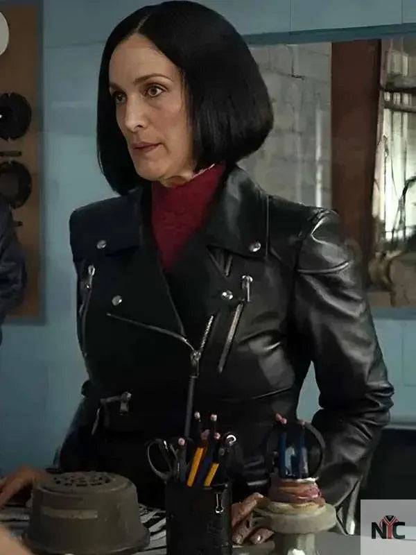 Carrie-Anne Moss FUBAR S02 Black Leather Jacket NYC Jackets