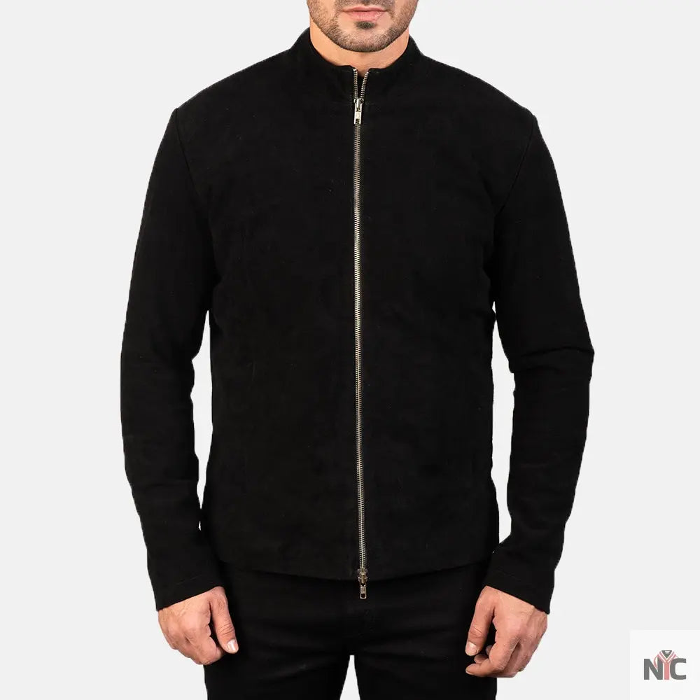 Charcoal Black Suede Biker Jacket NYC Jackets