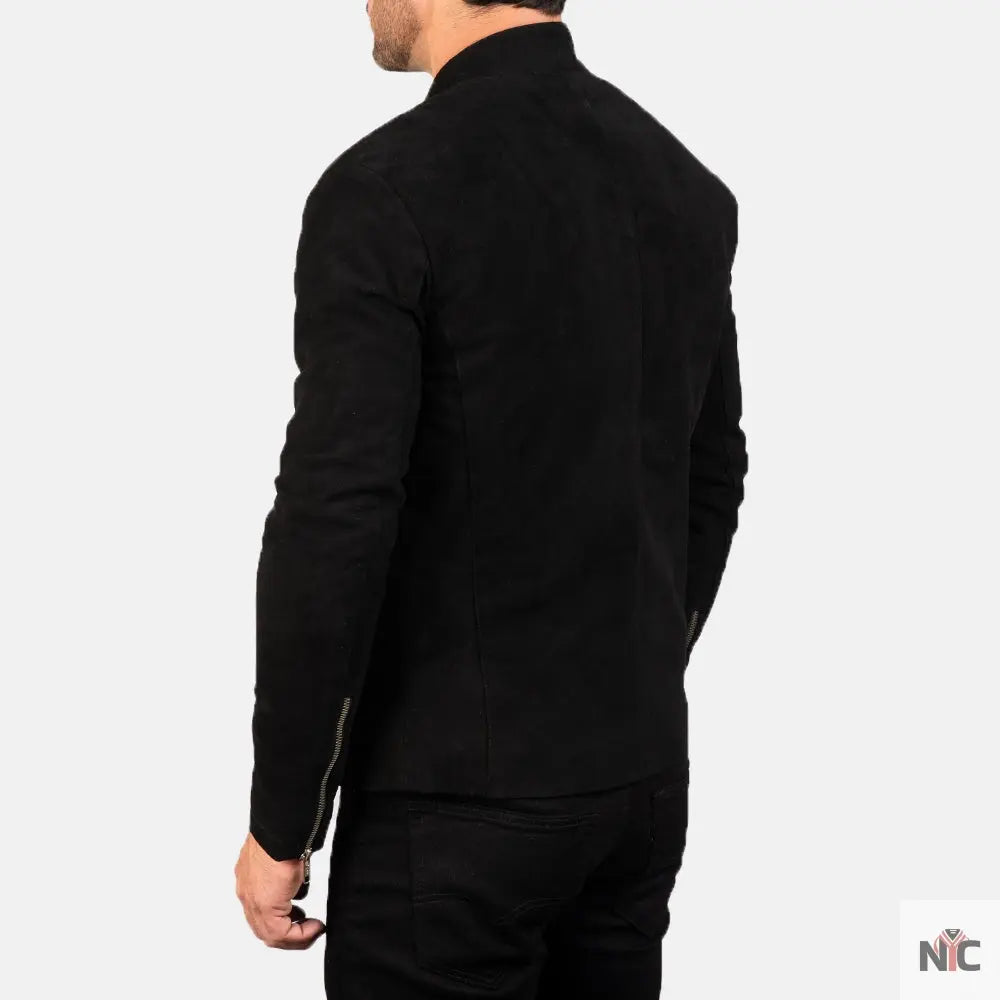 Charcoal Black Suede Biker Jacket NYC Jackets