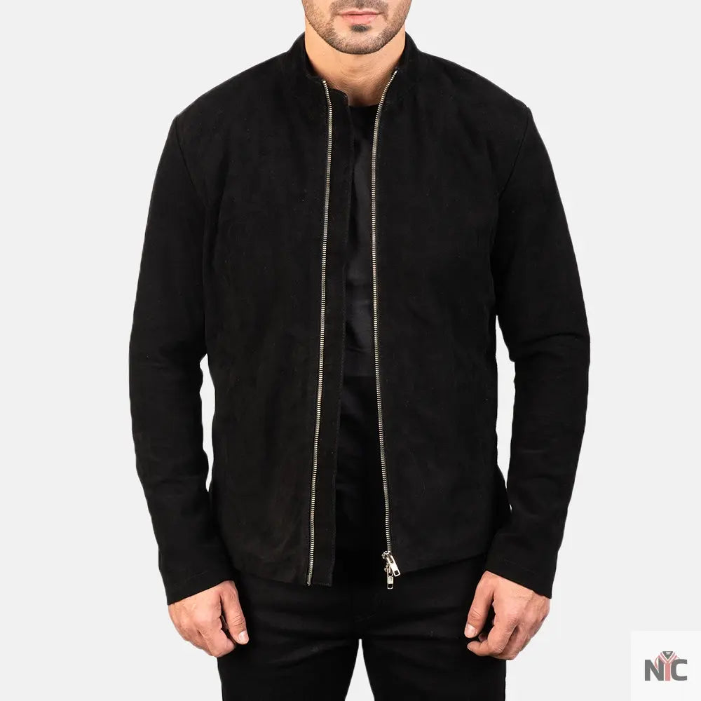 Charcoal Black Suede Biker Jacket NYC Jackets
