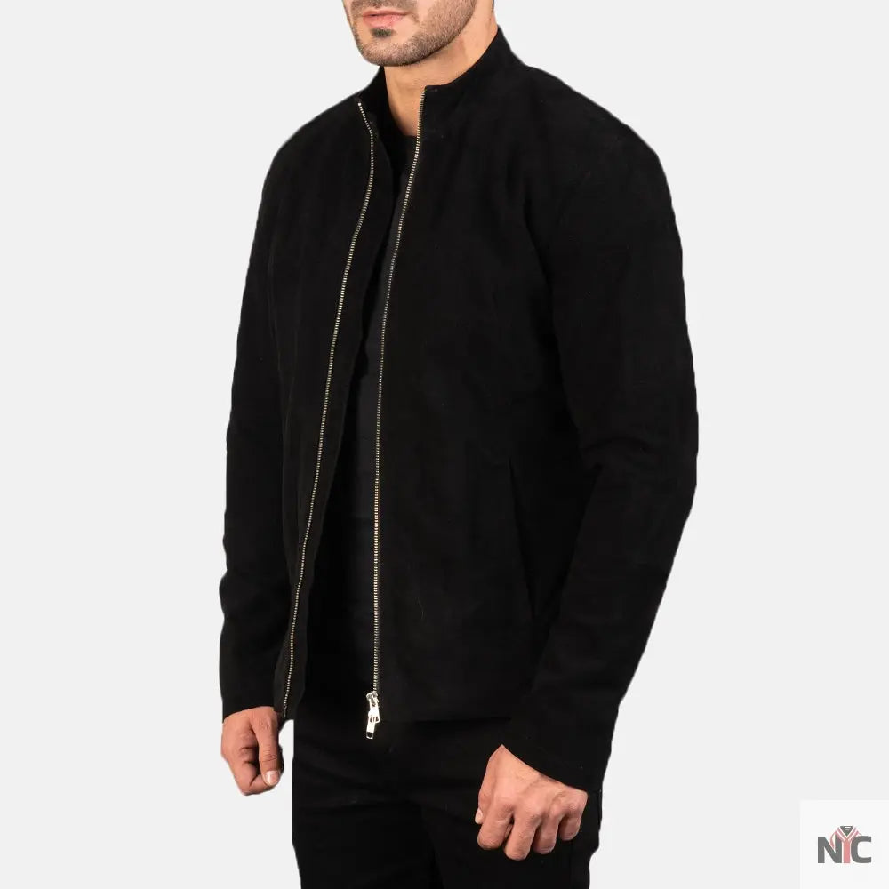 Charcoal Black Suede Biker Jacket NYC Jackets
