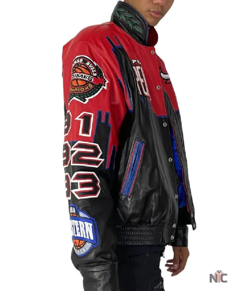 Chicago Bulls 3-Peat Championship Genuine Leather Jacket NYC Jackets