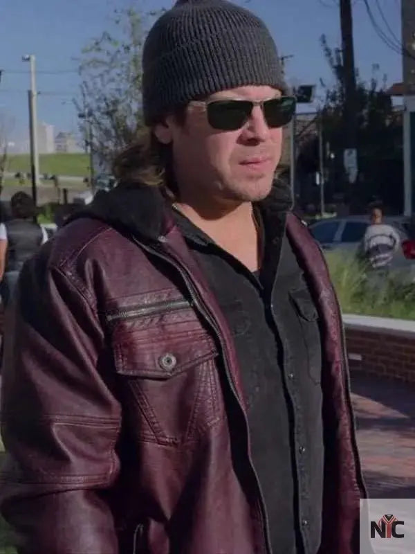 Christian Kane Leverage Redemption Maroon Leather Jacket NYC Jackets