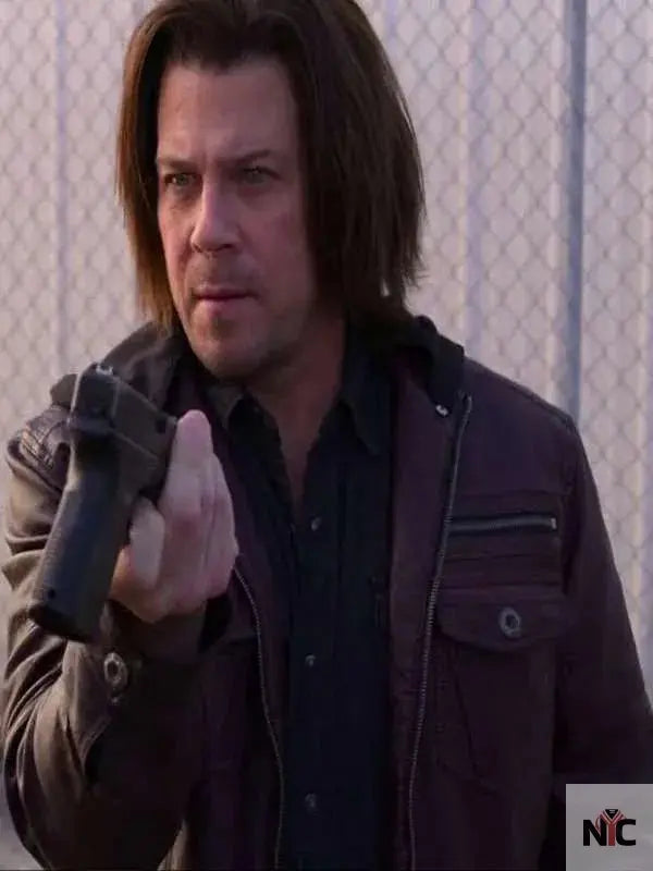 Christian Kane Leverage Redemption Maroon Leather Jacket NYC Jackets