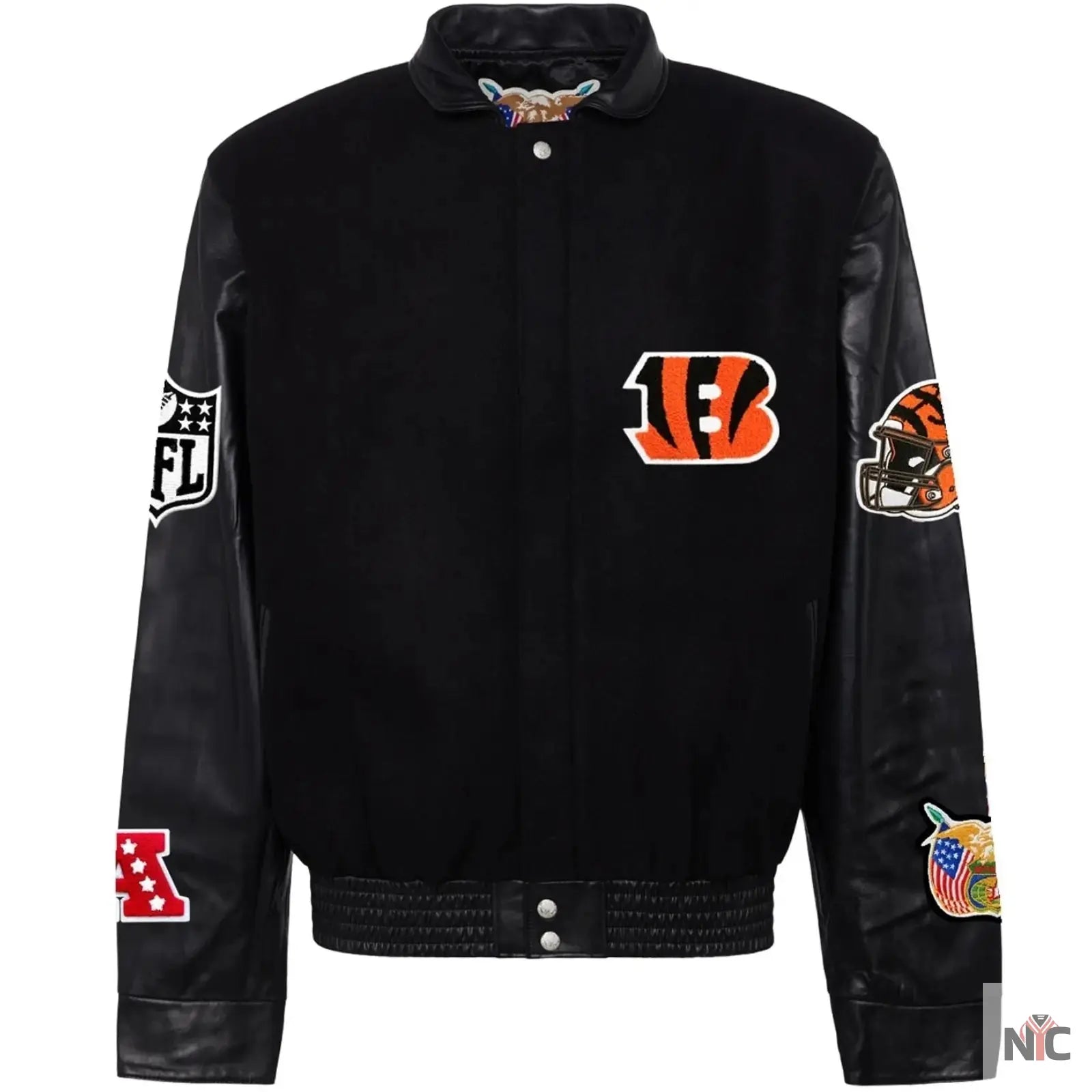 Cincinnati Bengals Jeff Hamilton Wool and Leather Jacket NYC Jackets