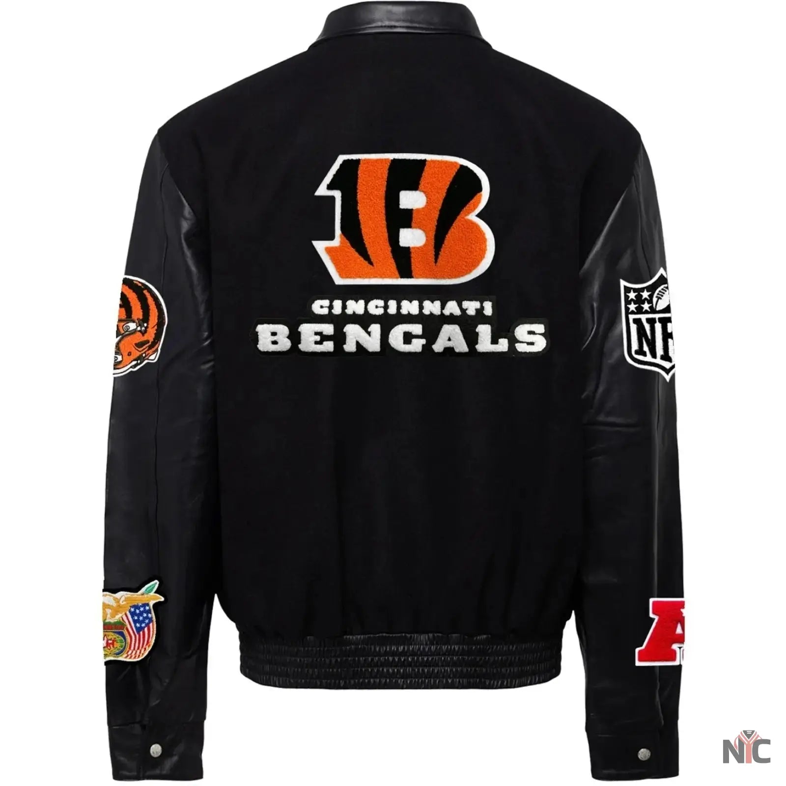 Cincinnati Bengals Jeff Hamilton Wool and Leather Jacket NYC Jackets