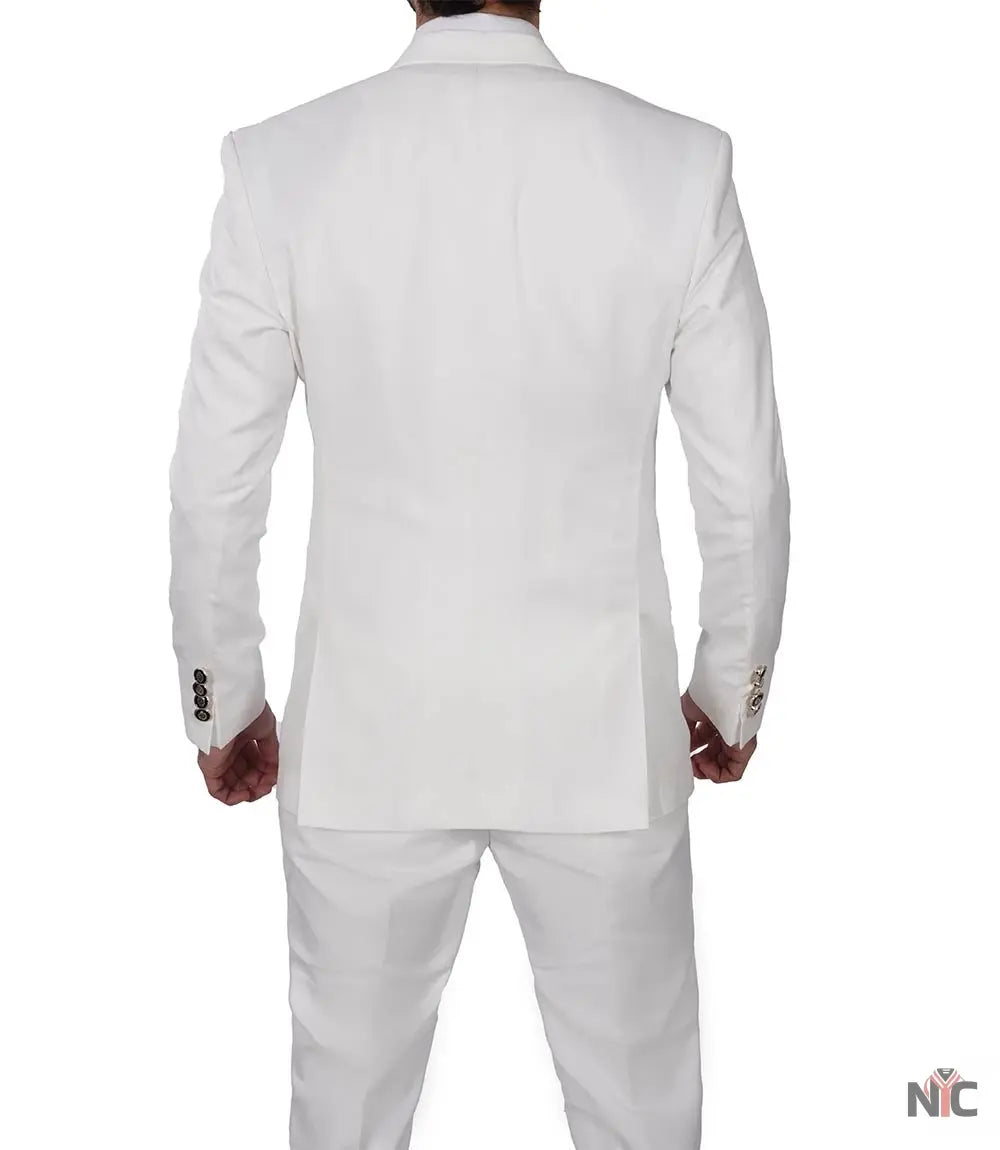 Classic Double-Breasted White 3-Piece Men's Wedding Suits NYC Jackets