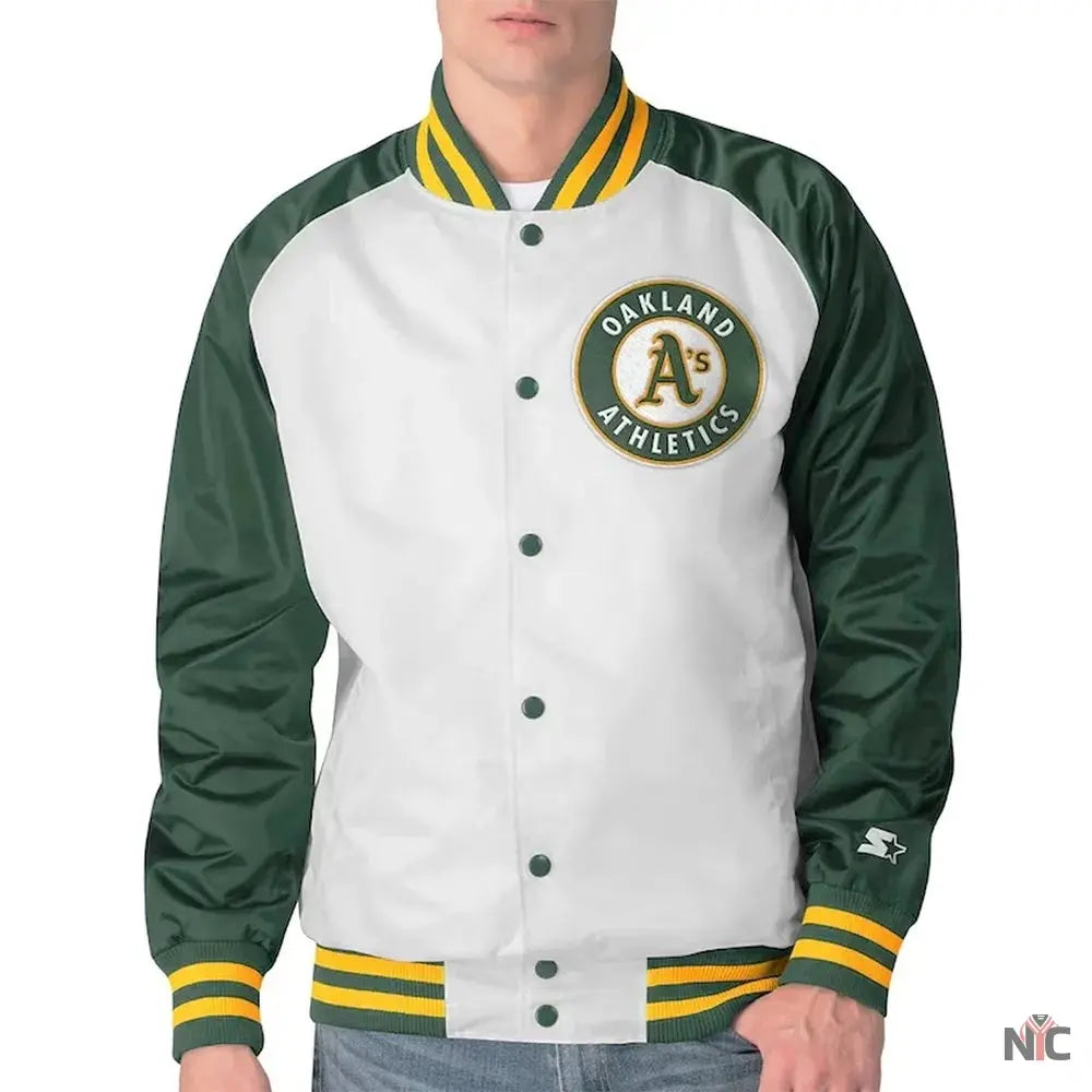 Clean-Up Hitter Oakland Athletics White and Green Jacket NYC Jackets