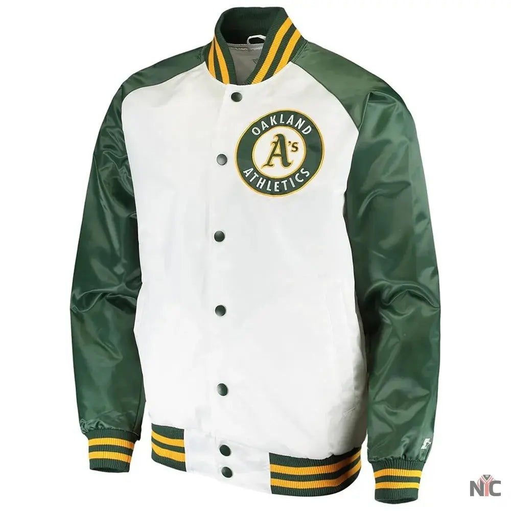 Clean-Up Hitter Oakland Athletics White and Green Jacket NYC Jackets