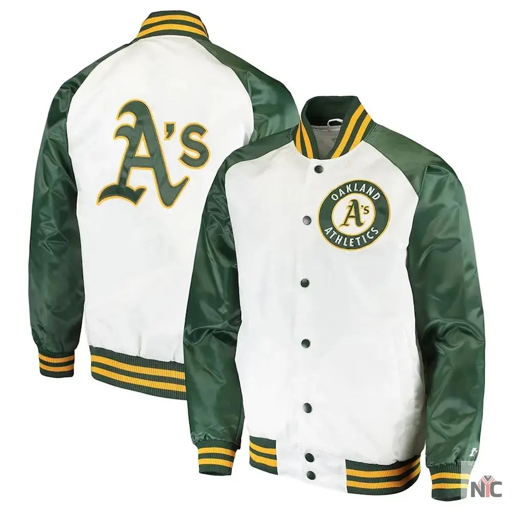 Clean-Up Hitter Oakland Athletics White and Green Jacket NYC Jackets
