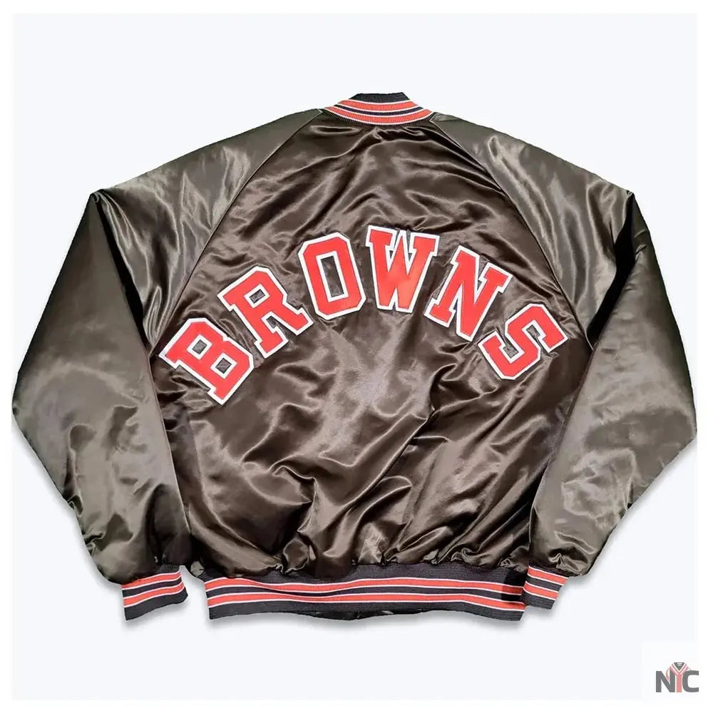 Cleveland Browns 80s Bomber Satin Jacket NYC Jackets