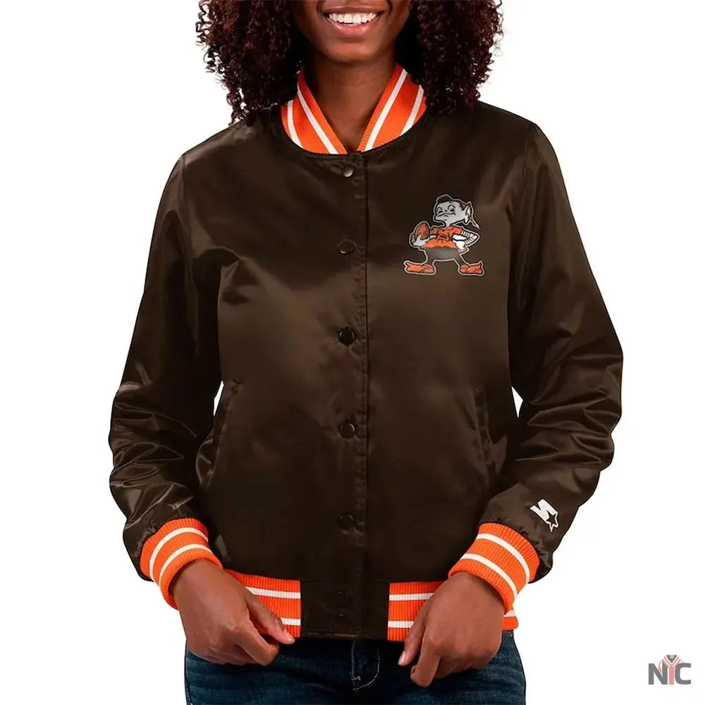 Cleveland Browns Full Count Satin Jacket NYC Jackets