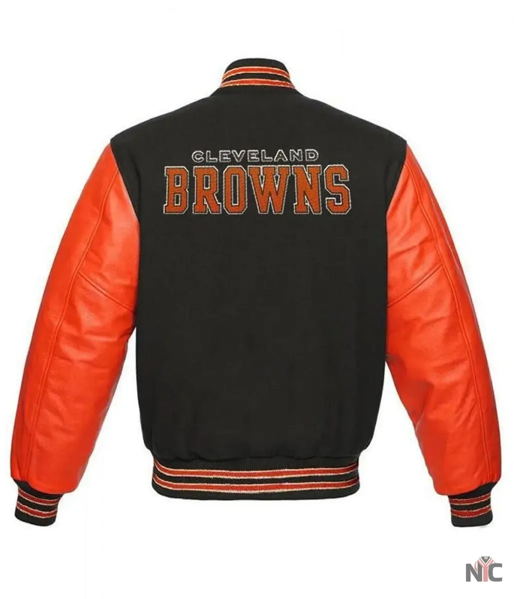 Cleveland Browns Grey and Orange Jacket NYC Jackets