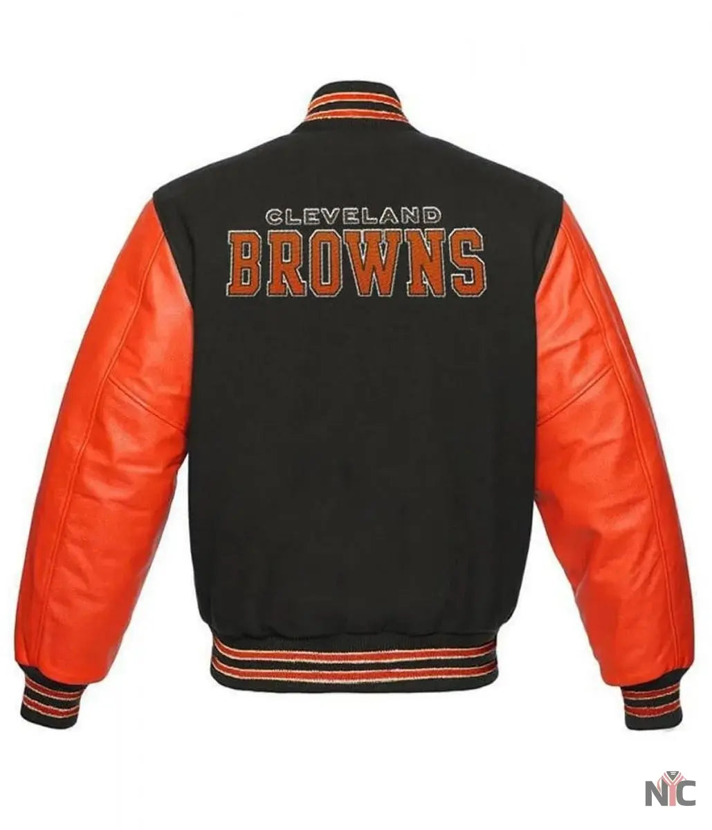 Cleveland Browns Grey and Orange Jacket NYC Jackets