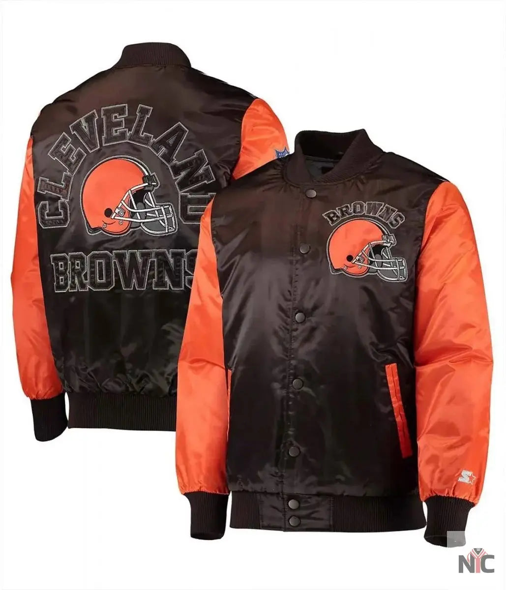 Cleveland Browns Locker Room Throwback Satin Jacket NYC Jackets
