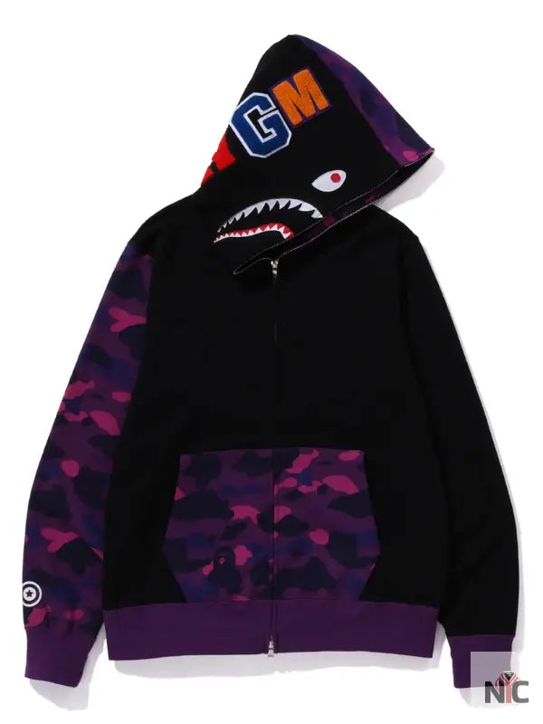 Color Camo Shark Full Zip Hoodie NYC Jackets