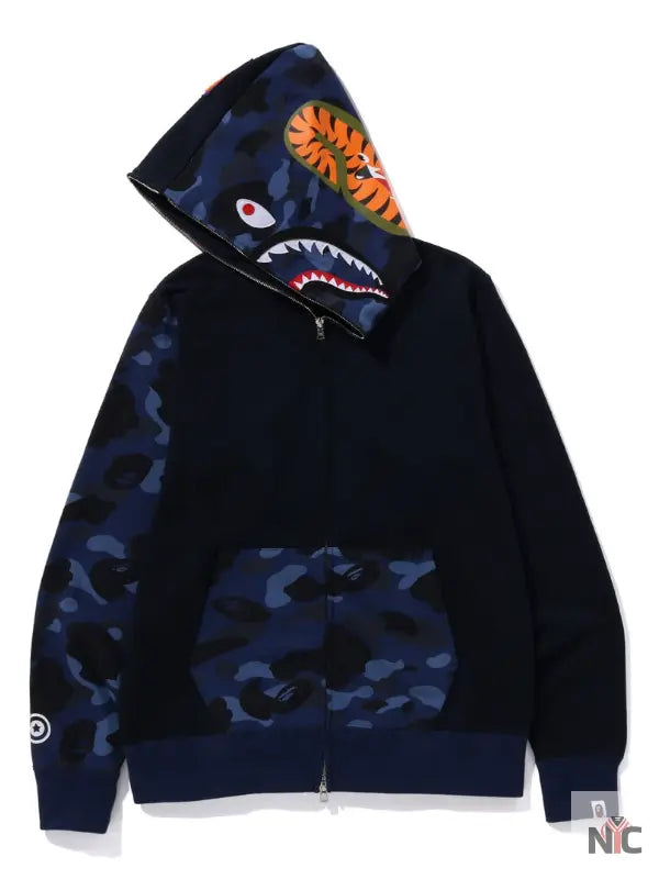Color Camo Shark Full Zip Hoodie NYC Jackets