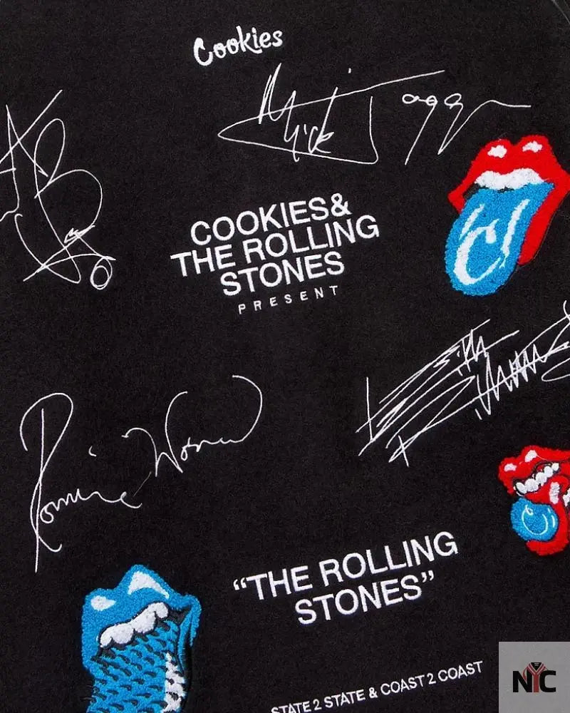 Cookies x The Rolling Stones Letterman Black Varsity Jacket NYC Jackets