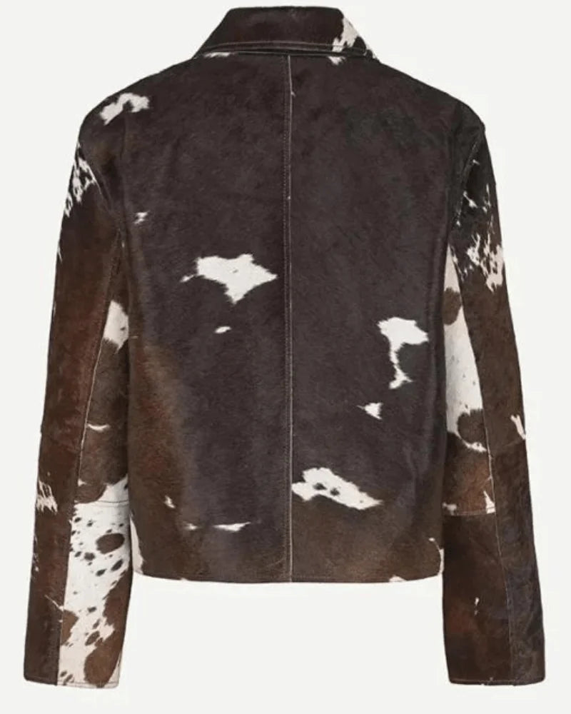 Cowhide Classic Brown And White Leather Jacket NYC Jackets