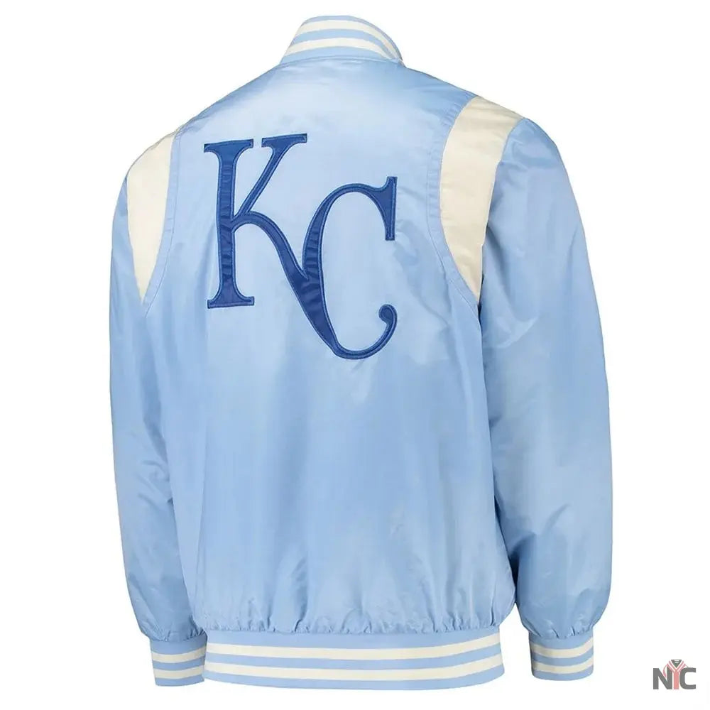 Cream Kansas City Royals Varsity Satin Jacket NYC Jackets