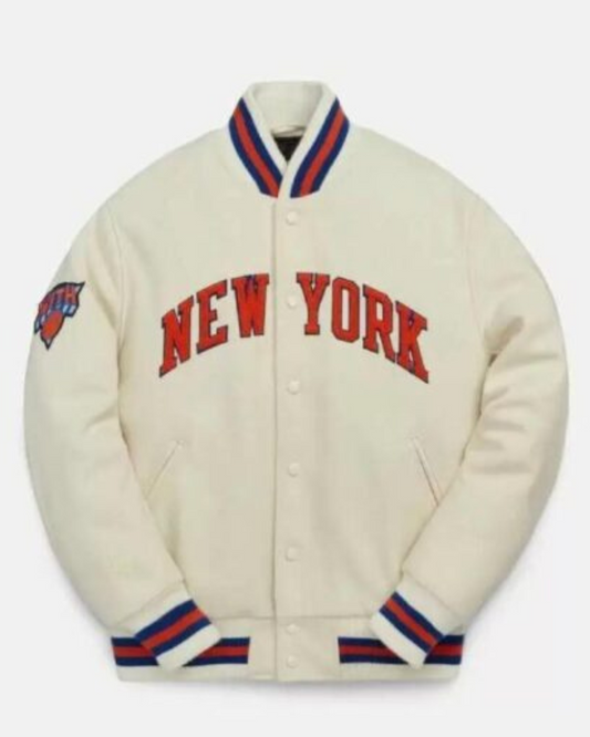 Cream Vintage NBA New York Knicks Varsity Jacket