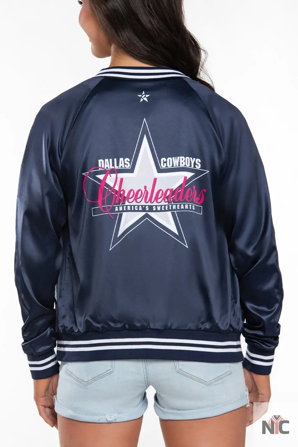 DCC Satin Bomber Jacket in Navy NYC Jackets