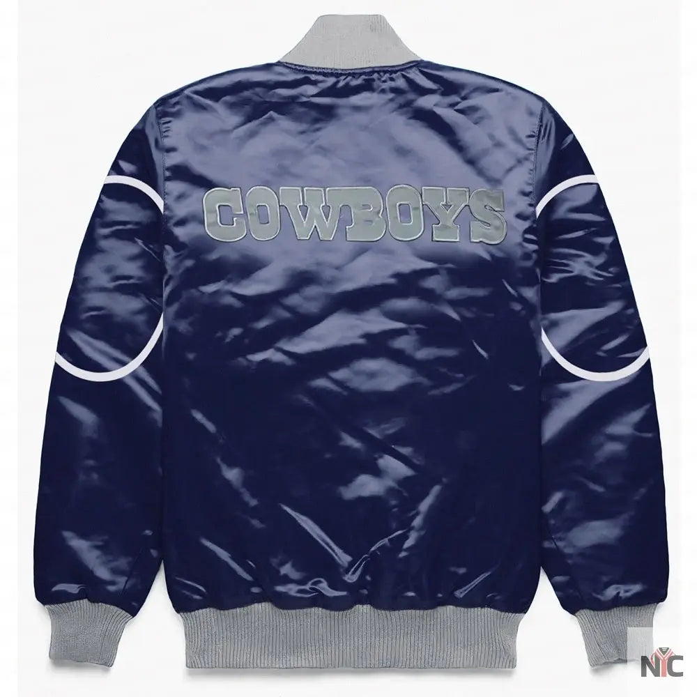 Dallas Cowboys Blue Bomber Snap-Front Jacket NYC Jackets