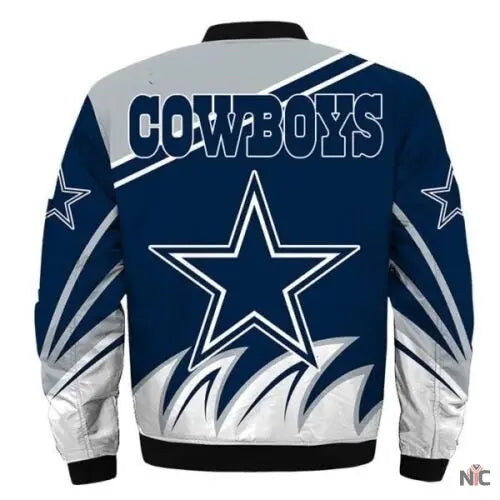 Dallas Cowboys Blue and White Bomber Jacket NYC Jackets