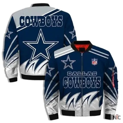 Dallas Cowboys Blue and White Bomber Jacket NYC Jackets
