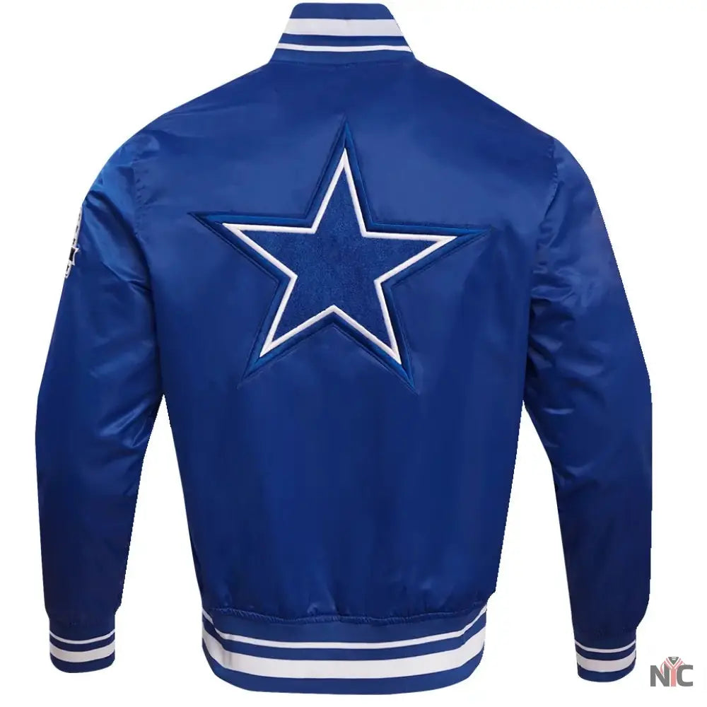 Dallas Cowboys Classic Blue Satin Varsity Jacket NYC Jackets