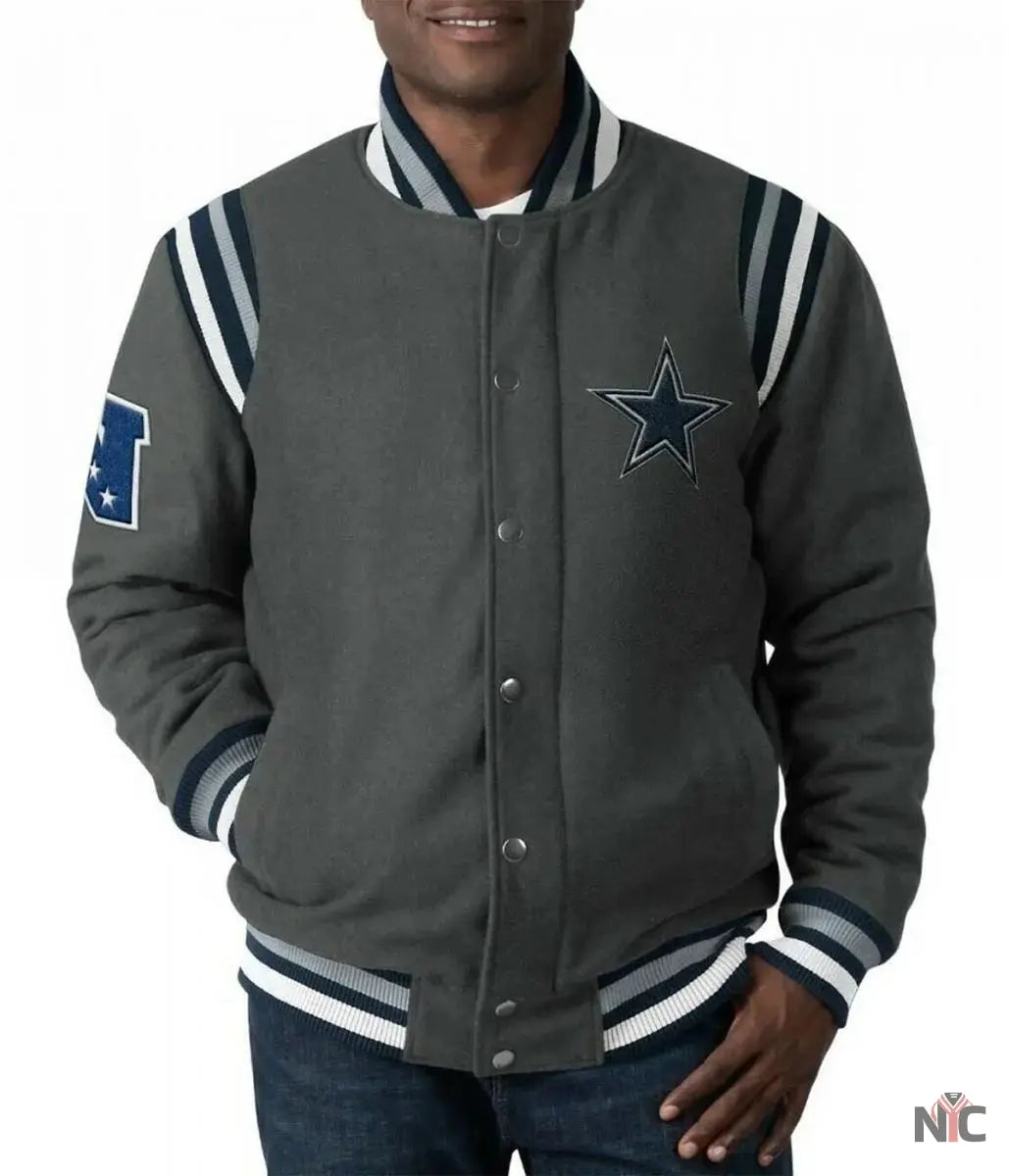 Dallas Cowboys Gray Varsity Wool Jacket NYC Jackets