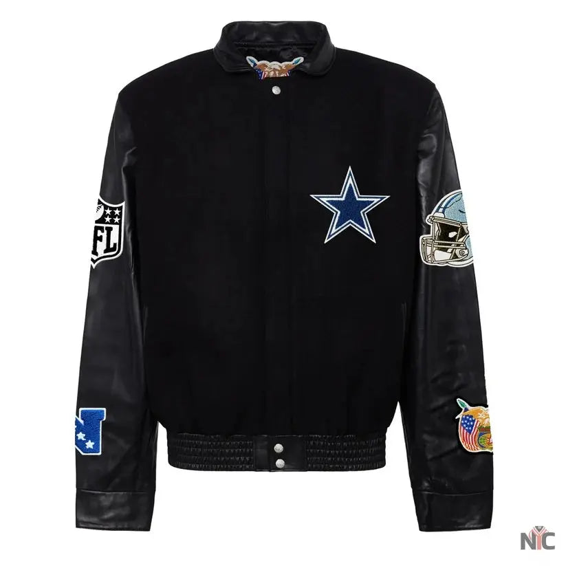 Dallas Cowboys Jeff Hamilton Wool And Leather Varsity Jacket NYC Jackets