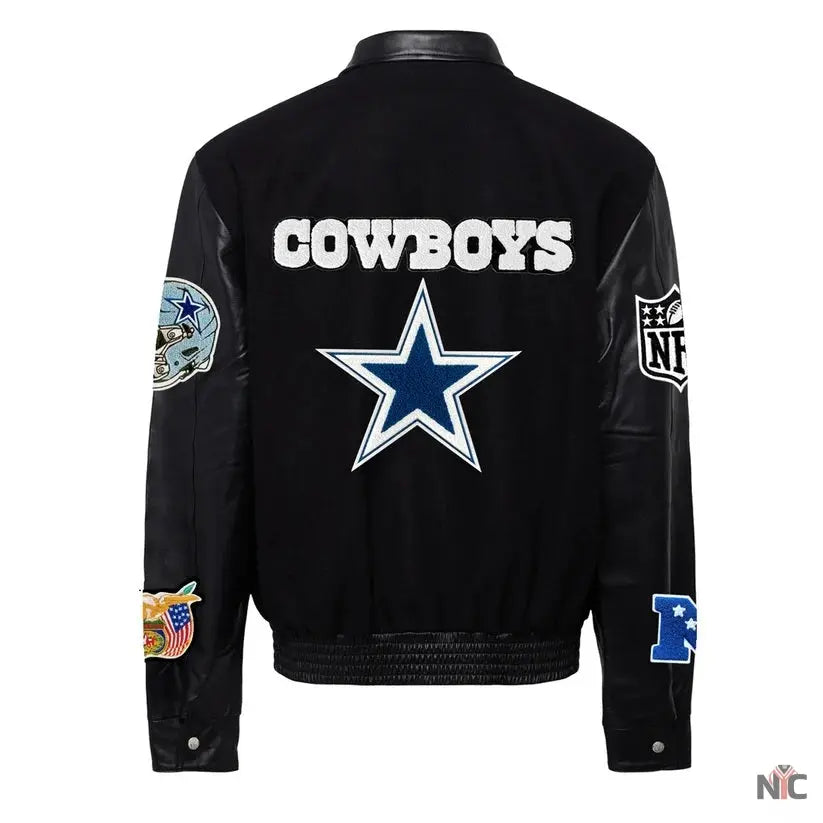 Dallas Cowboys Jeff Hamilton Wool And Leather Varsity Jacket NYC Jackets