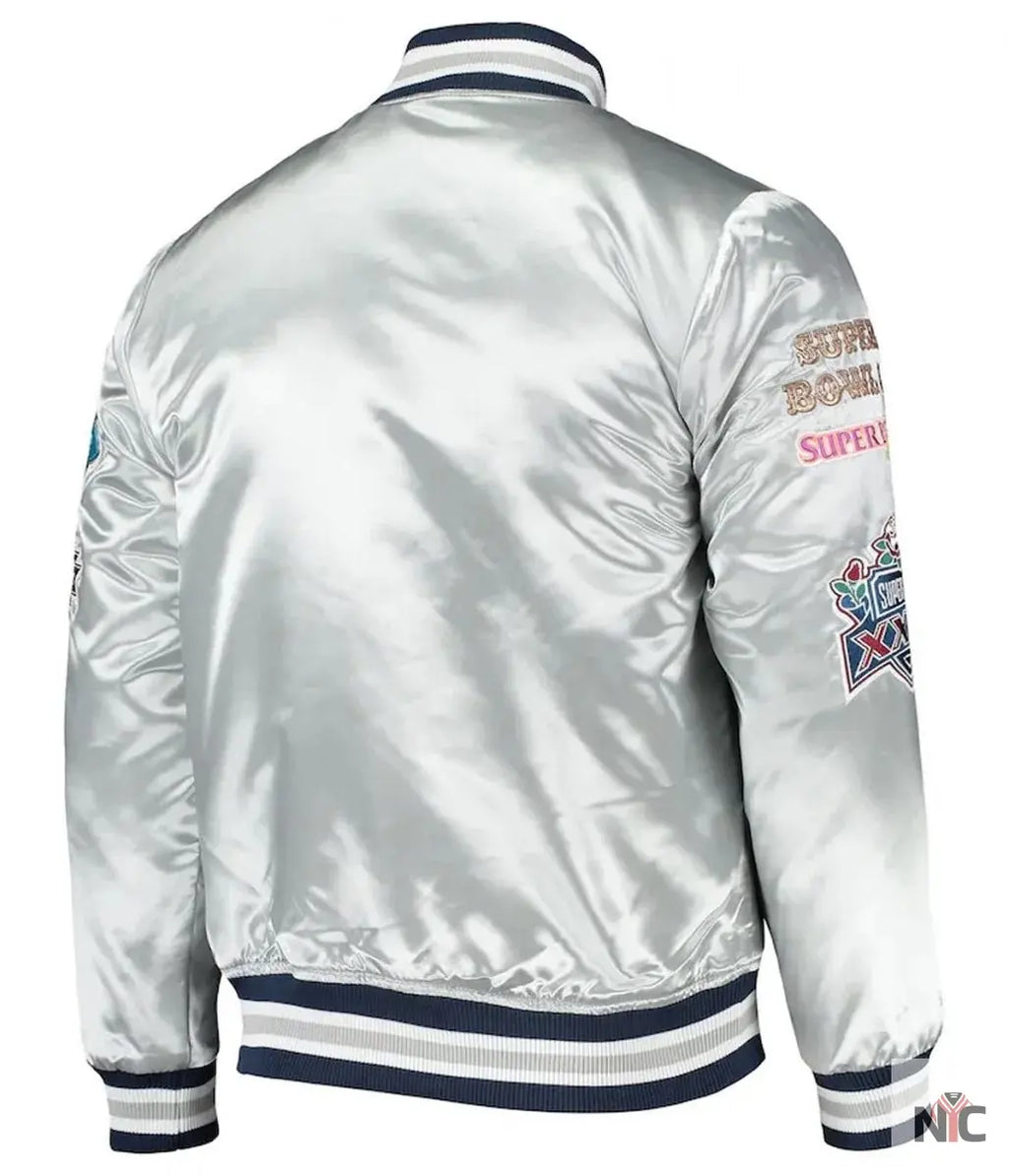 Dallas Cowboys Silver Satin Jacket NYC Jackets