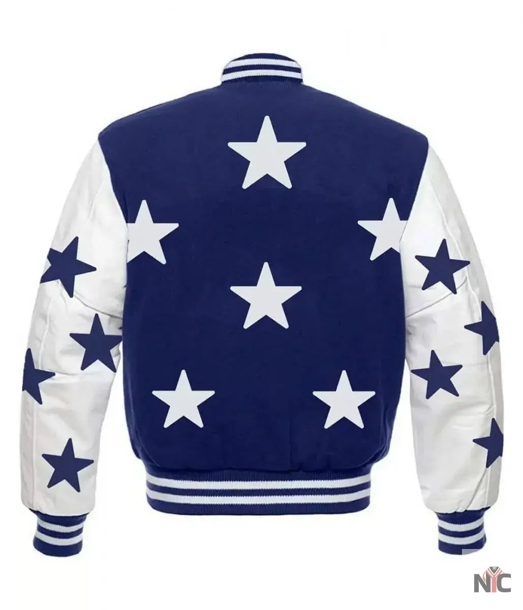 Dallas Cowboys Stars Varsity Royal Blue and White Jacket NYC Jackets