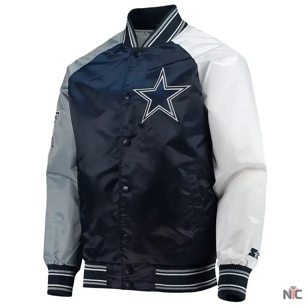 Dallas Cowboys The Reliever Varsity Satin Jacket NYC Jackets