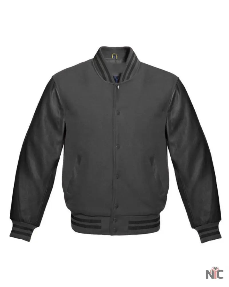 Dark Grey Varsity Jacket NYC Jackets