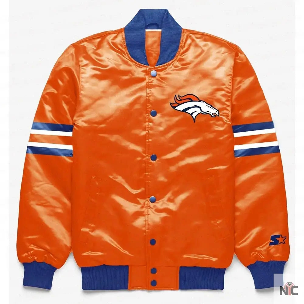 Denver Broncos Button Down Orange Jacket NYC Jackets