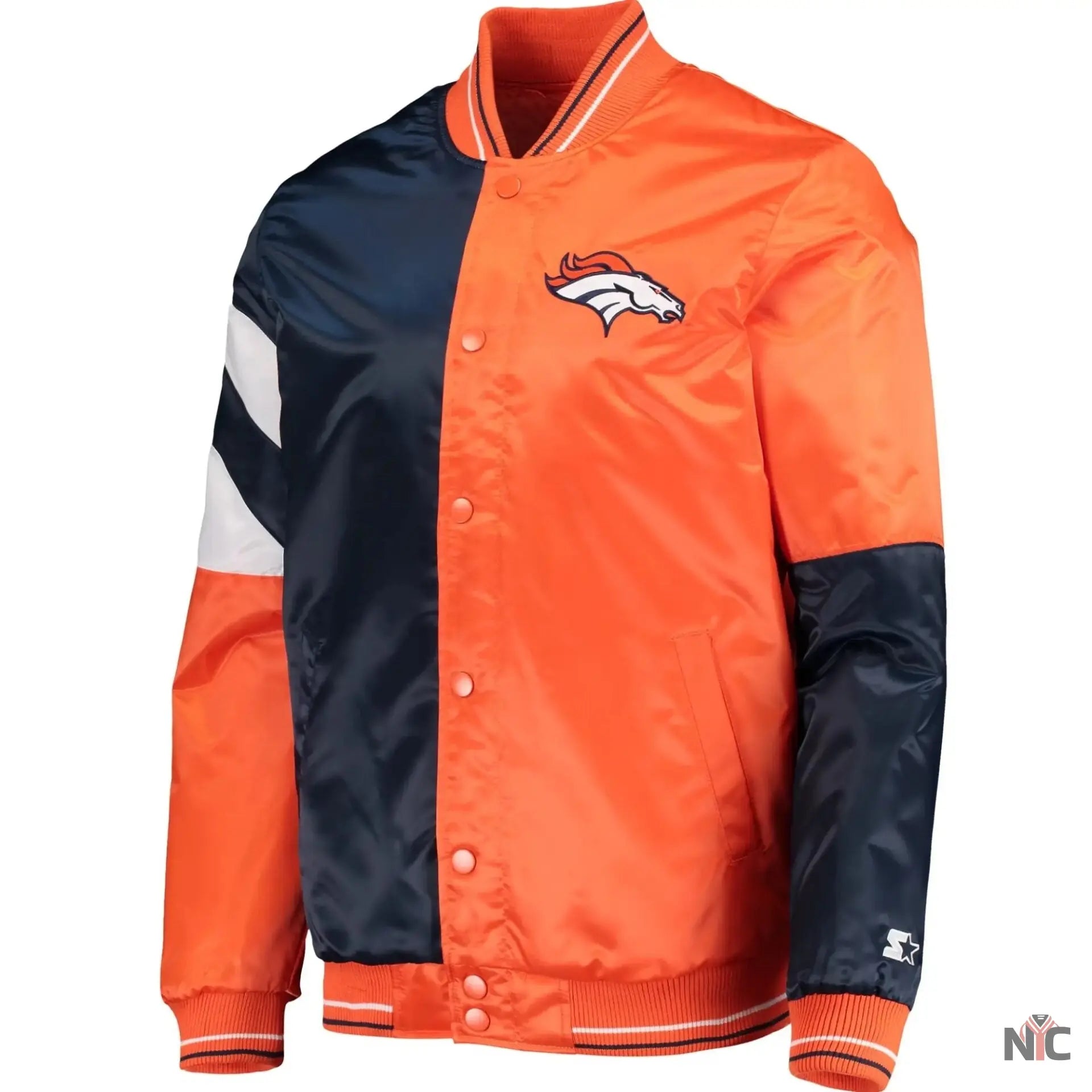 Denver Broncos Classic Rib Satin Varsity Jacket NYC Jackets