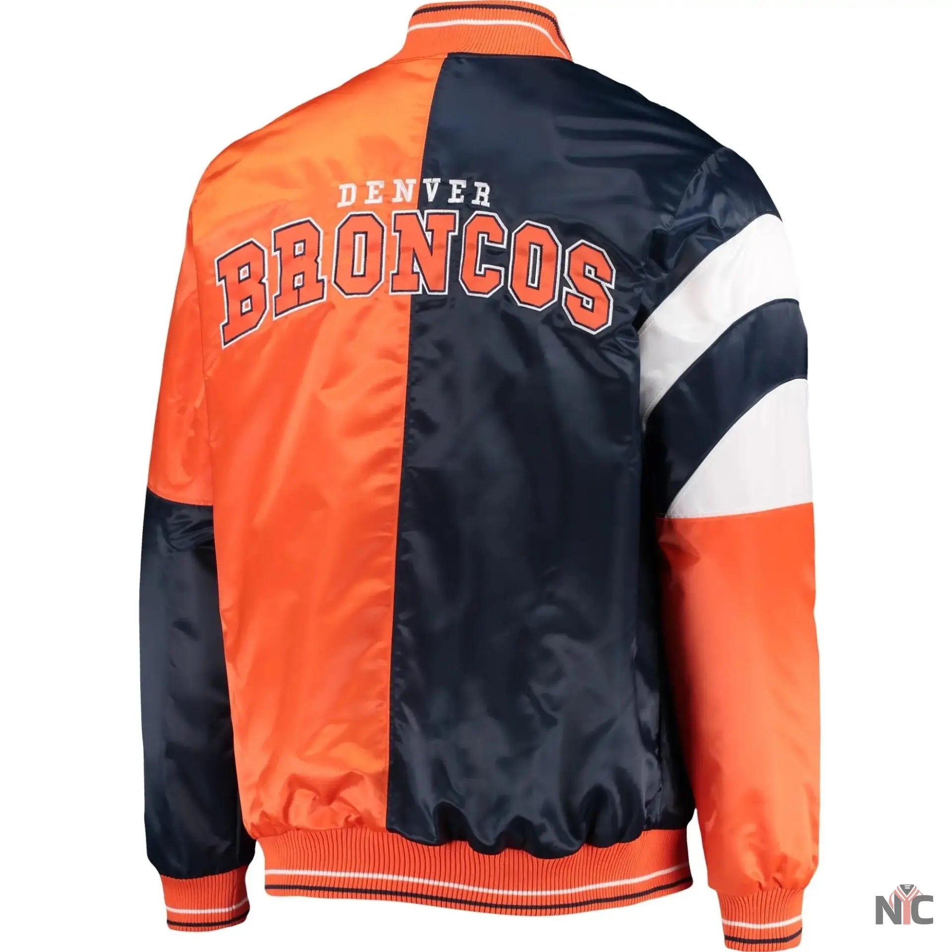 Denver Broncos Classic Rib Satin Varsity Jacket NYC Jackets
