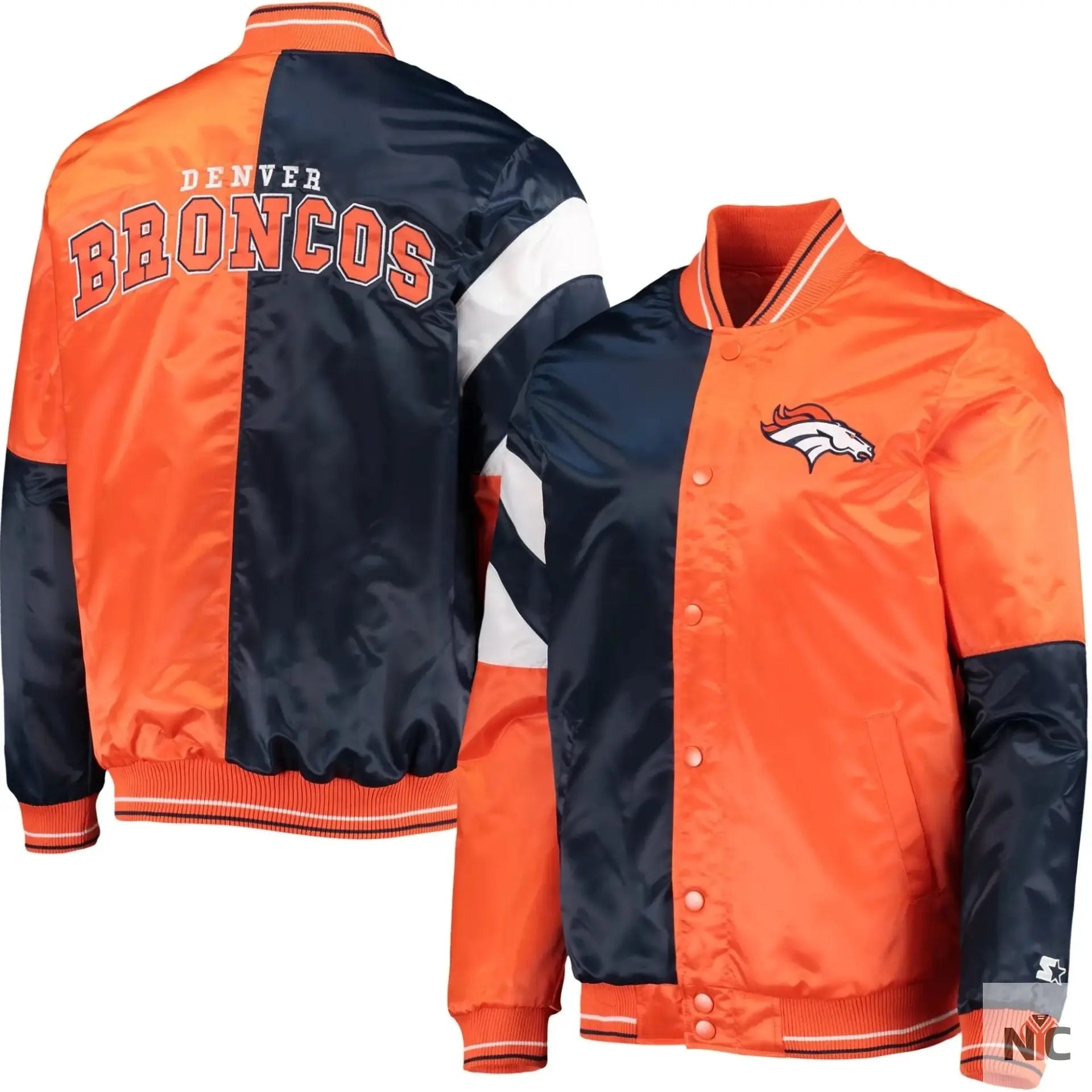 Denver Broncos Classic Rib Satin Varsity Jacket NYC Jackets