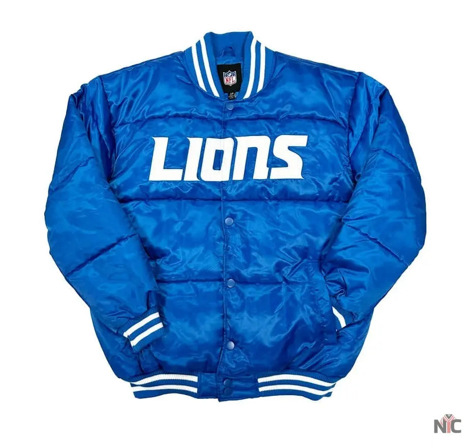Detroit Lions Bronx Bubble Satin Puffer Jacket NYC Jackets
