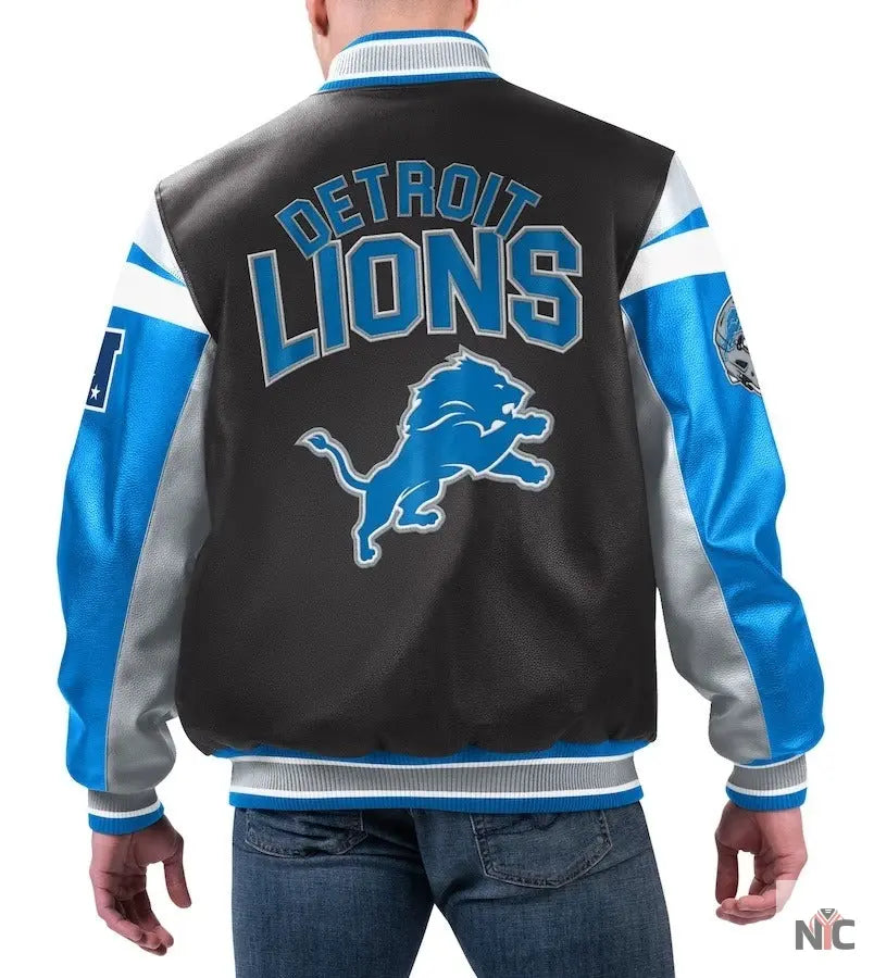 Detroit Lions Full-zip Leather Jacket NYC Jackets