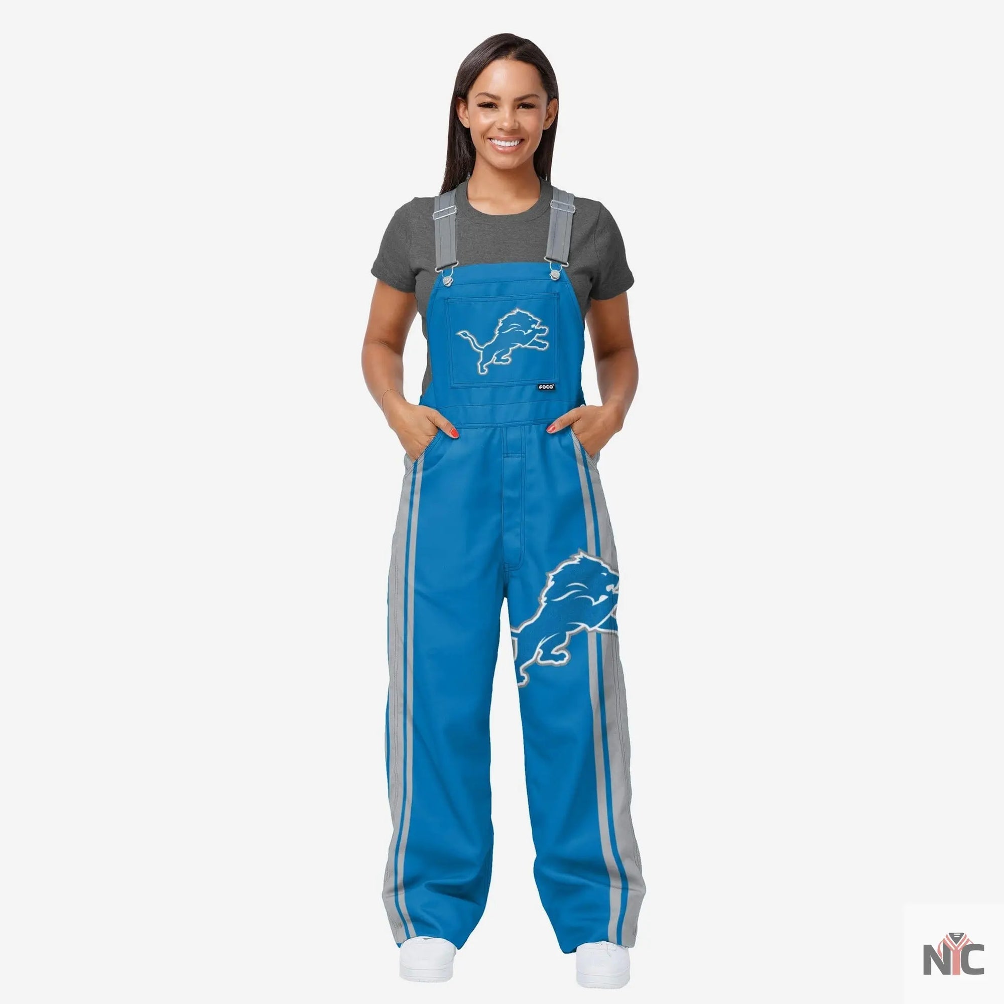 Detroit Lions Team Stripe Bib Overalls NYC Jackets
