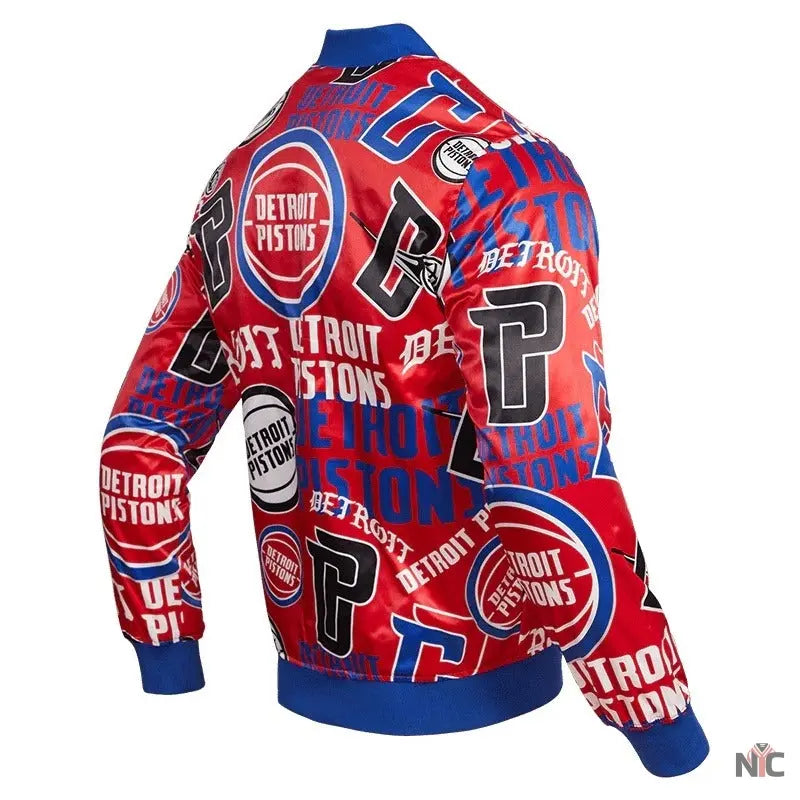 Detroit Pistons Aop Satin Varsity Jacket NYC Jackets